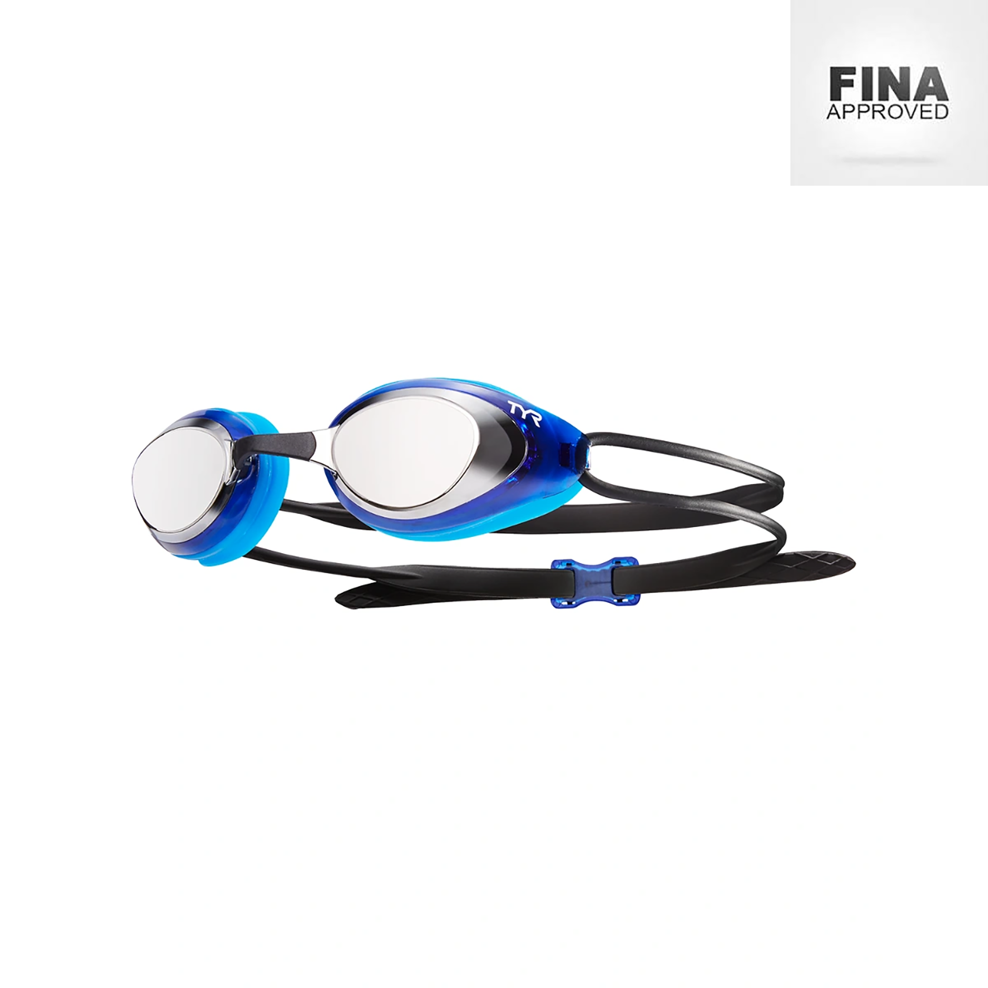 TYR Adult Blackhawk Mirrored Racing Goggles (Silver/Blue/Black)