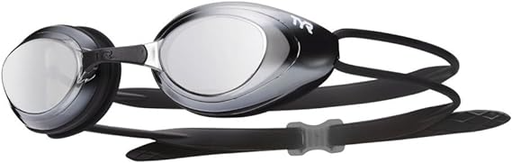TYR Adult Blackhawk Mirrored Racing Goggles (Silver/Metal Silver/Black)