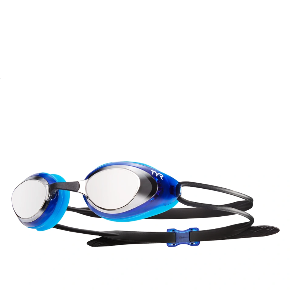 TYR Adult Blackhawk Mirrored Racing Goggles (Silver/Blue/Black)