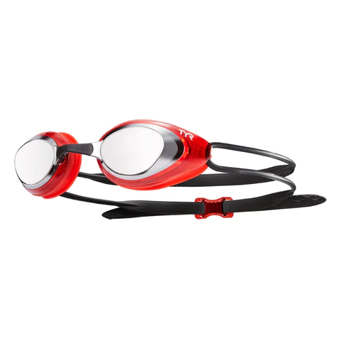 TYR Adult Blackhawk Mirrored Racing Goggles (Silver/Red/Black)